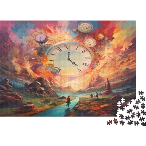 Clock Flowers Hölzernes Jigsaw Puzzles Für Erwachsene 1000 Teile Flower Stressabbau Geschenke Heimdekoration Puzzle 1000pcs (75x50cm) von LENTLY