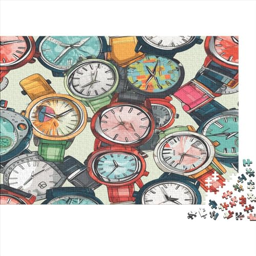 Clocks Hölzernes Jigsaw Puzzles Für Erwachsene 1000 Teile Old Lernspiel Heimdekoration Puzzle 1000pcs (75x50cm) von LENTLY