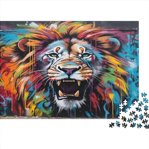 Colourful Lion Puzzle Für Erwachsene 1000 Teile Lion Geschicklichkeitsspiel Für Die Ganze Familie Impossible Puzzle DIY Kit Home Dekoration Puzzle 1000pcs (75x50cm) von LENTLY