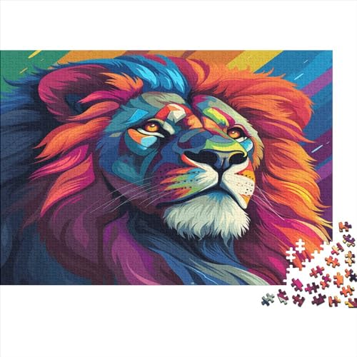 Colourful Lion Puzzle Für Erwachsene 1000 Teile Lion Geschicklichkeitsspiel Für Die Ganze Familie Impossible Puzzle Holzspielzeug Home Dekoration Puzzle 1000pcs (75x50cm) von LENTLY