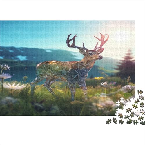 Deers Hölzernes Jigsaw Puzzles Für Erwachsene Kinder 1000 Teile Lovely Herausforderung Spielzeug Geschenke Heimdekoration Puzzle 1000pcs (75x50cm) von LENTLY