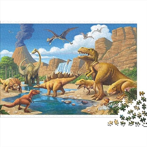 Dinosaurier Jigsaw Brain Teaser Stressabbau Puzzle Für Erwachsene Lernspielzeug Herausfordernde Familienspiele 300pcs (40x28cm) von LENTLY