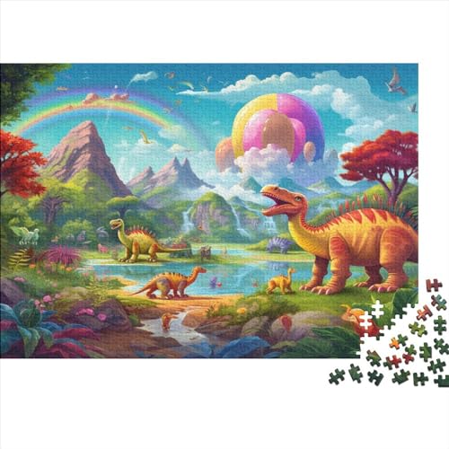 Dinosaurs Hölzernes Jigsaw Puzzles Für Erwachsene Kinder 1000 Teile Forest Lernspiel Tolles Geschenk Einzigartige Heimdekoration 1000pcs (75x50cm) von LENTLY