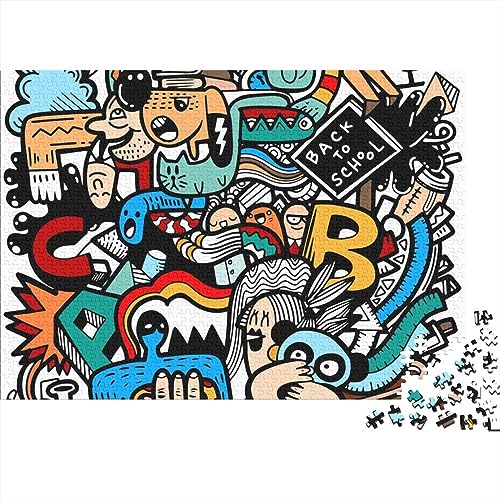 Graffiti-Illustration Jigsaw Brain Teaser Stressabbau Puzzle Für Erwachsene Lernspielzeug Herausfordernde Familienspiele 500pcs (52x38cm) von LENTLY