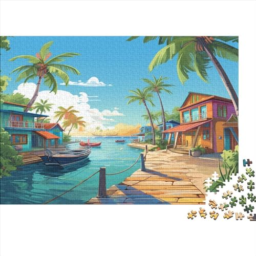 Gulf Erwachsenenpuzzle Für Erwachsene 1000 Teile Cocos Geschicklichkeitsspiel Für Die Ganze Familie Impossible Puzzle DIY Kit Home Dekoration Puzzle 1000pcs (75x50cm) von LENTLY