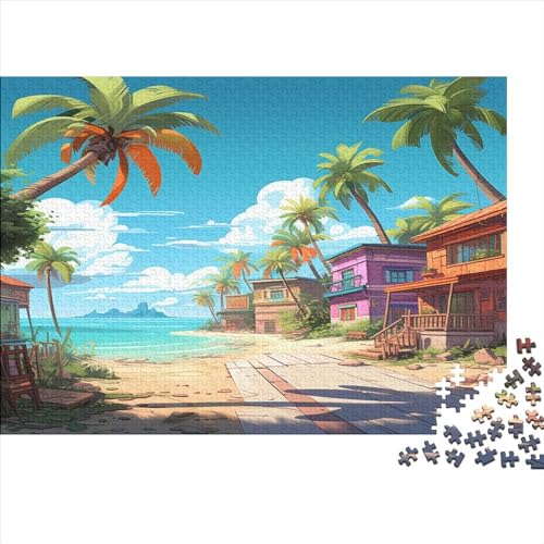 Gulf Puzzle Für Erwachsene Und Kinder 1000 Teile Cocos Geschicklichkeitsspiel Für Die Ganze Familie Impossible Puzzle Holzspielzeug Home Dekoration Puzzle 1000pcs (75x50cm) von LENTLY