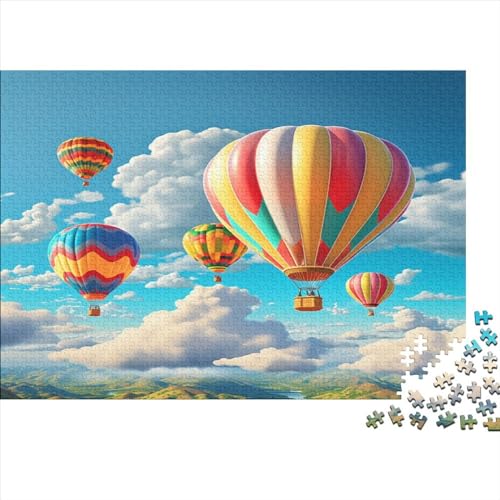 Hot Air Balloons Hölzernes Jigsaw Puzzles Für Erwachsene 1000 Teile Blue Sky Stressabbau Geschenke Einzigartige Heimdekoration 1000pcs (75x50cm) von LENTLY