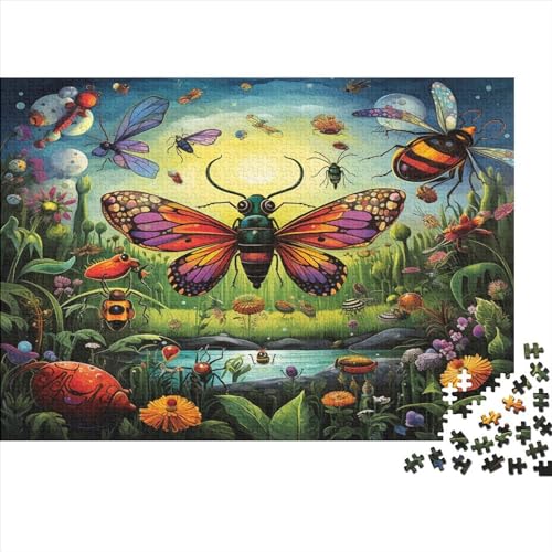 Insects Hölzernes Jigsaw Puzzles Für Erwachsene 1000 Teile Beetles Herausforderndes Spiel Tolles Geschenk Heimdekoration Puzzle 1000pcs (75x50cm) von LENTLY