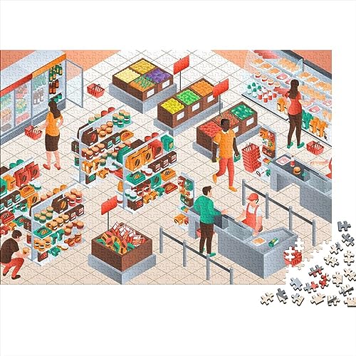 Isometrischer Supermarkt Puzzlespiele Für Erwachsene Familienaktivität Puzzlespiele Lernspiele Herausfordernde Spiele Als Weihnachtsgeburtstagsgeschenke 1000pcs (75x50cm) von LENTLY
