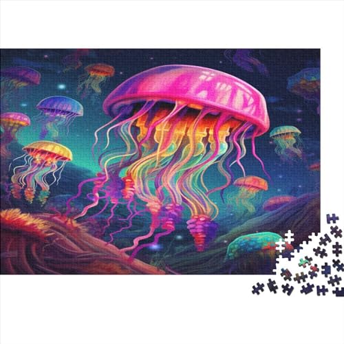 Jellyfish Hölzernes Jigsaw Puzzles Für Erwachsene 1000 Teile Cute Lernspiel Geschenke Heimdekoration Puzzle 1000pcs (75x50cm) von LENTLY