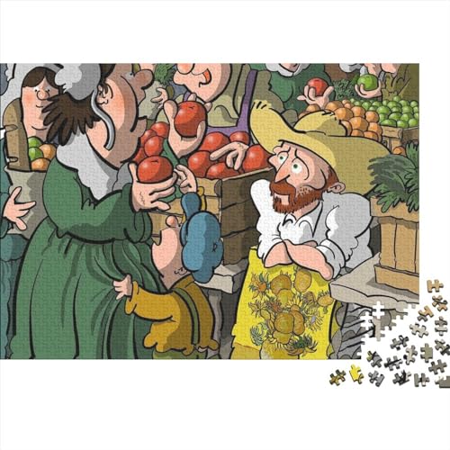 Karikatur Van Gogh Holzpuzzle Von Fotos Bilder Lernspielzeug Stressabbau Spiele Für Erwachsene Familienspiele Für Weihnachten Geburtstag Geschenke 1000pcs (75x50cm) von LENTLY