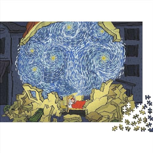Karikatur Van Gogh Holzpuzzle Von Fotos Bilder Lernspielzeug Stressabbau Spiele Für Erwachsene Familienspiele Für Weihnachten Geburtstag Geschenke 1000pcs (75x50cm) von LENTLY