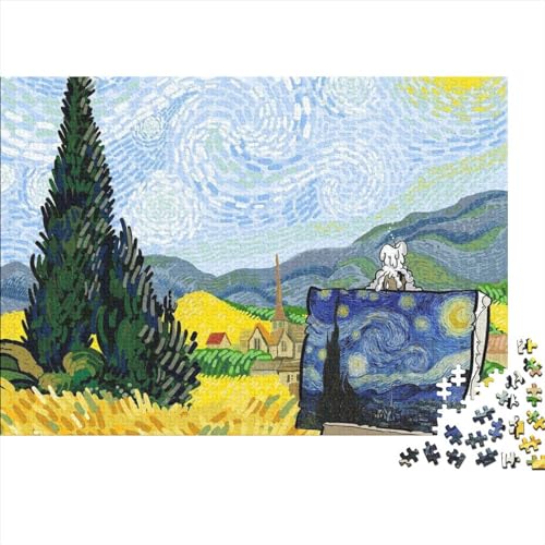 Karikatur Van Gogh Puzzlespiele Für Erwachsene Individuelle Puzzlespiele Herausfordernde Spiele Für Die Familie Als Geburtstagsgeschenke Zu Weihnachten 300pcs (40x28cm) von LENTLY