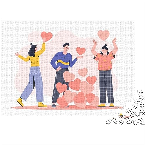Liebe Illustration Jigsaw Brain Teaser Puzzle Für Erwachsene Jigsaw Stress Relieving Puzzles EduKatzeional Family Challenging Games Als Weihnachten Geburtstag Geschenke 500pcs (52x38cm) von LENTLY