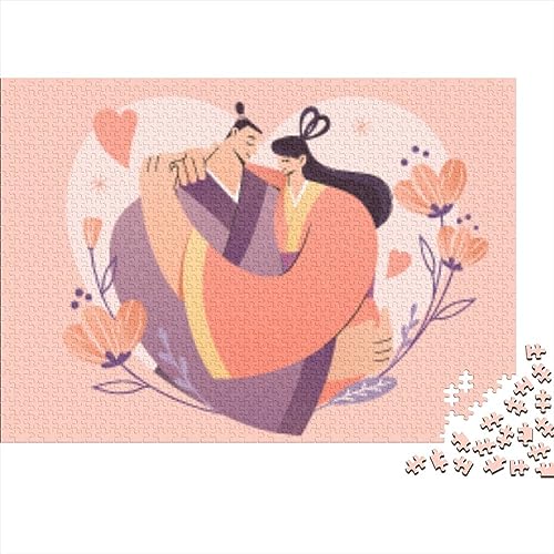 Liebe Illustration Personalisierte Foto-Puzzle: Bewahren Sie Erinnerungen Individuelle Herausfordernde Spiele Puzzle Von Ihrem Bild Holzpuzzle Puzzles Für Erwachsene 300pcs (40x28cm) von LENTLY