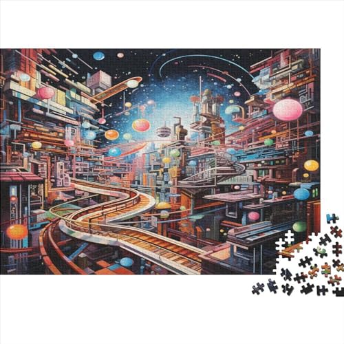 Magic City Hölzernes Jigsaw Puzzles Für Erwachsene 1000 Teile City Herausforderung Spielzeug Geschenke Heimdekoration Puzzle 1000pcs (75x50cm) von LENTLY
