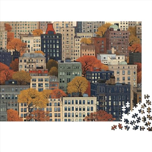 New York Hölzernes Jigsaw Puzzles Für Erwachsene 1000 Teile Cities Lernspiel Heimdekoration Puzzle 1000pcs (75x50cm) von LENTLY