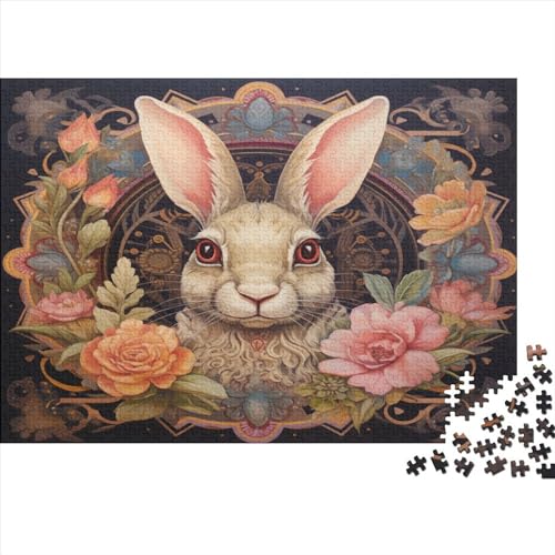 Rabbits Hölzernes Jigsaw Puzzles Für Erwachsene 1000 Teile Flowers Stressabbau Einzigartige Heimdekoration 1000pcs (75x50cm) von LENTLY