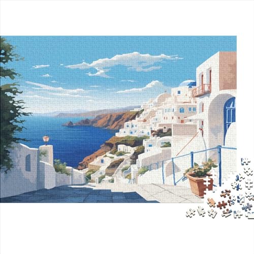 Santorini Erwachsene Puzzle Für Erwachsene 1000 Teile Sea Geschicklichkeitsspiel Für Die Ganze Familie Impossible Puzzle Holzspielzeug Moderne Wohnkultur 1000pcs (75x50cm) von LENTLY