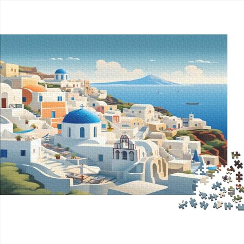 Santorini Erwachsene Puzzle Für Erwachsene 300 Teile Sea Geschicklichkeitsspiel Für Die Ganze Familie Impossible Puzzle DIY Kit Moderne Wohnkultur 300pcs (40x28cm) von LENTLY