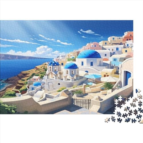 Santorini Puzzle Für Erwachsene 1000 Teile Sea Geschicklichkeitsspiel Für Die Ganze Familie Impossible Puzzle Einzigartiges Geschenk Home Dekoration Puzzle 1000pcs (75x50cm) von LENTLY