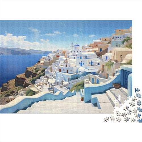 Santorini Puzzle Für Erwachsene 1000 Teile Sea Geschicklichkeitsspiel Für Die Ganze Familie Impossible Puzzle Holzspielzeug Moderne Wohnkultur 1000pcs (75x50cm) von LENTLY