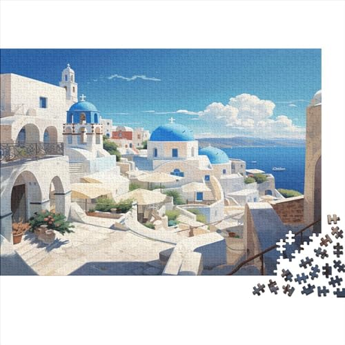 Santorini Puzzle Für Erwachsene Und Kinder 1000 Teile Sea Geschicklichkeitsspiel Für Die Ganze Familie Impossible Puzzle Holzspielzeug Home Dekoration Puzzle 1000pcs (75x50cm) von LENTLY