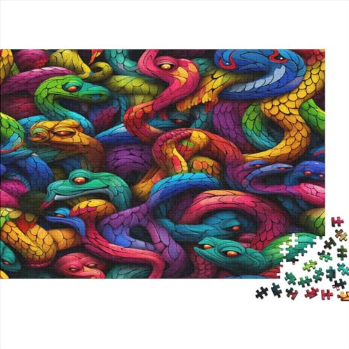 Snakes Hölzernes Jigsaw Puzzles Für Erwachsene 1000 Teile Colourful Lernspiel Geschenke Einzigartige Heimdekoration 1000pcs (75x50cm) von LENTLY