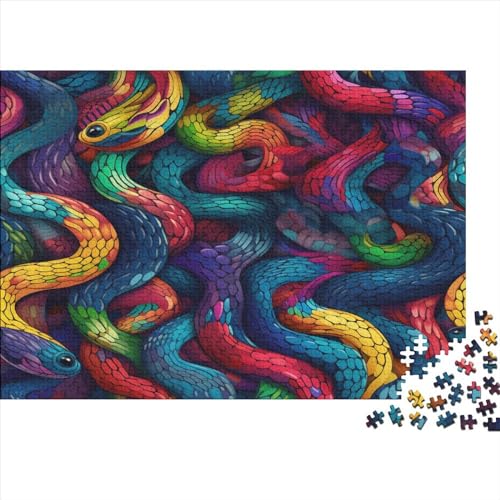 Snakes Hölzernes Jigsaw Puzzles Für Erwachsene Kinder 1000 Teile Colourful Puzzle Lernspiele Geschenke Einzigartige Heimdekoration 1000pcs (75x50cm) von LENTLY