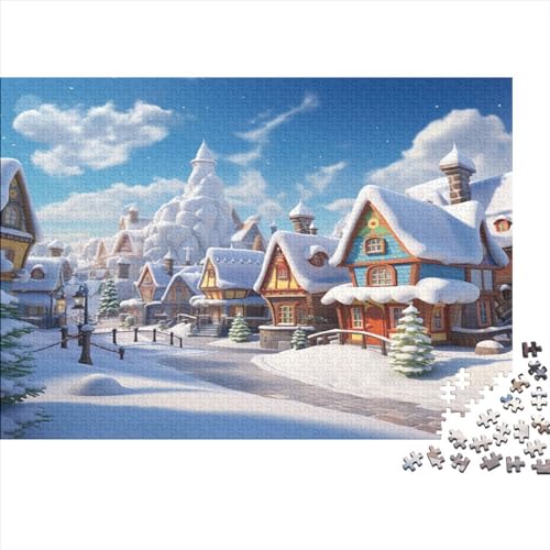 Snow Hölzernes Jigsaw Puzzles Für Erwachsene 1000 Teile Wooden House Puzzle Lernspiele Einzigartige Heimdekoration 1000pcs (75x50cm) von LENTLY