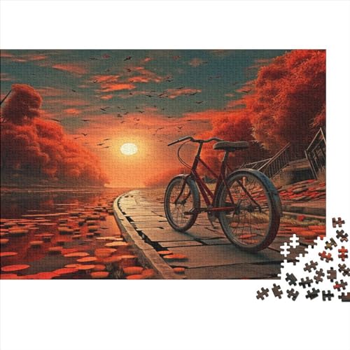 Sunset Bike Erwachsene Puzzle Für Erwachsene 500 Teile Streams Puzzle Legespiel Impossible Puzzle DIY Kit Moderne Wohnkultur 500pcs (52x38cm) von LENTLY