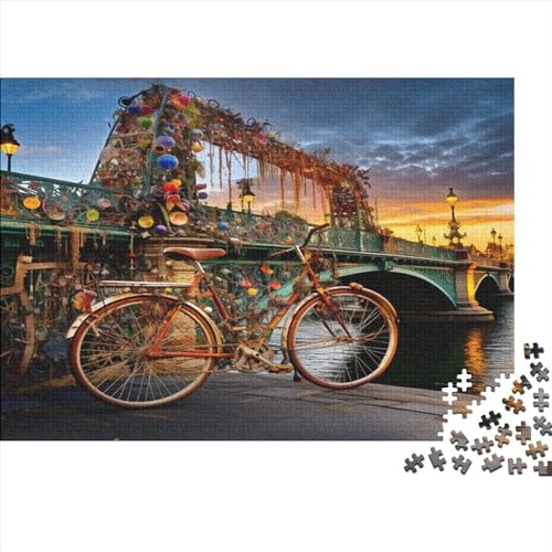 Sunset Bike Erwachsene Puzzle Für Erwachsene Und Kinder 300 Teile Streams Puzzle Legespiel Impossible Puzzle DIY Kit Home Dekoration Puzzle 300pcs (40x28cm) von LENTLY