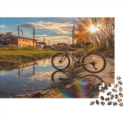 Sunset Bike Erwachsenenpuzzle Für Erwachsene 500 Teile Streams Puzzle Legespiel Impossible Puzzle DIY Kit Home Dekoration Puzzle 500pcs (52x38cm) von LENTLY
