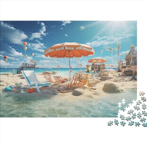 Sunshade Erwachsene Puzzle Für Erwachsene 1000 Teile Beaches Geschicklichkeitsspiel Für Die Ganze Familie Impossible Puzzle Holzspielzeug Moderne Wohnkultur 1000pcs (75x50cm) von LENTLY