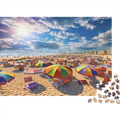 Sunshade Erwachsenenpuzzle Für Erwachsene 1000 Teile Beaches Puzzle Legespiel Impossible Puzzle Holzspielzeug Home Dekoration Puzzle 1000pcs (75x50cm) von LENTLY