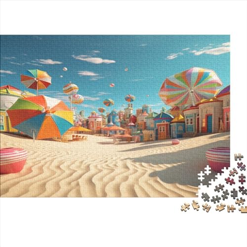 Sunshade Puzzle Für Erwachsene Und Kinder 1000 Teile Beaches Geschicklichkeitsspiel Für Die Ganze Familie Impossible Puzzle Holzspielzeug Home Dekoration Puzzle 1000pcs (75x50cm) von LENTLY