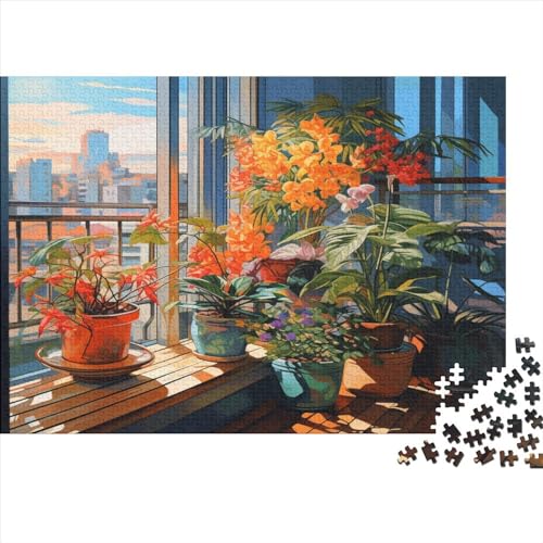 Terrace Flower Puzzle Für Erwachsene Und Kinder 1000 Teile Flower Geschicklichkeitsspiel Für Die Ganze Familie Impossible Puzzle Holzspielzeug Moderne Wohnkultur 1000pcs (75x50cm) von LENTLY