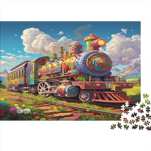 Trains Hölzernes Jigsaw Puzzles Für Erwachsene 1000 Teile Train Lernspiel Einzigartige Heimdekoration 1000pcs (75x50cm) von LENTLY