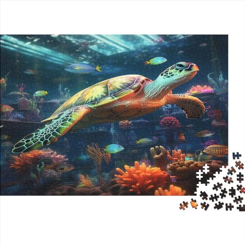 Turtles Hölzernes Jigsaw Puzzles Für Erwachsene 1000 Teile The Underwater World Stressabbau Tolles Geschenk Heimdekoration Puzzle 1000pcs (75x50cm) von LENTLY