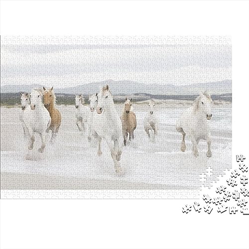 Weißes Pferd Personalisierte Foto-Puzzle: Bewahren Sie Erinnerungen Individuelle Herausfordernde Spiele Puzzle Von Ihrem Bild Holzpuzzle Puzzles Für Erwachsene 1000pcs (75x50cm) von LENTLY
