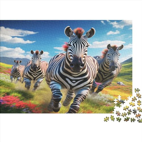 Zebras Hölzernes Jigsaw Puzzles Für Erwachsene Kinder 1000 Teile Savannah Herausforderung Spielzeug Heimdekoration Puzzle 1000pcs (75x50cm) von LENTLY