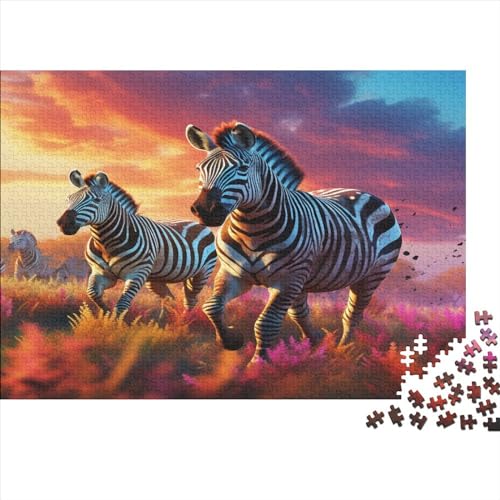 Zebras Hölzernes Jigsaw Puzzles Für Erwachsene Kinder 1000 Teile Savannah Herausforderung Spielzeug Tolles Geschenk Heimdekoration Puzzle 1000pcs (75x50cm) von LENTLY
