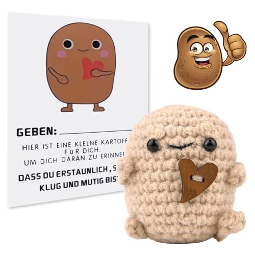 LEOEASIY Positive Potato,Lustige Positive Kartoffel Deutsch,Kreative Potato,Positive Kartoffel, Familie und Freund,Inspirierendes Energiekartengeschenk für Freundin,Lustig Geschenk von LEOEASIY