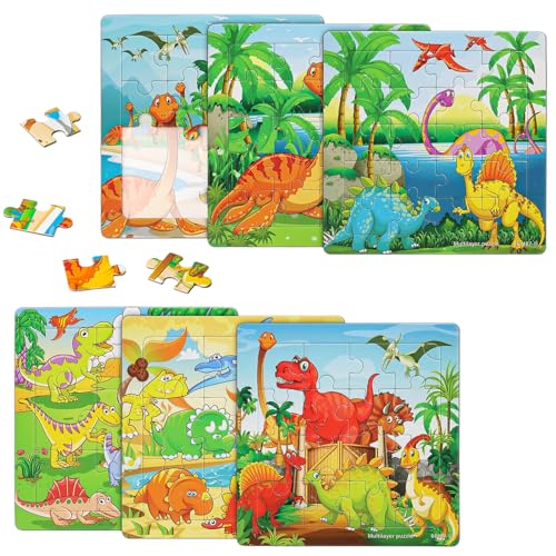 Set Kinderpuzzle ab 3,Dino-Puzzles ab 3,Drei Schwierigkeitsgrade Dinosaurier Puzzle,Kinder Bunte Puzzle mit 90 Teilen,Puzzle ab 3 Jahre,Puzzle Kinder ab 3,Puzzle Dinosaurier für Kinder ab 3 4 5 Jahren von LEOEASIY