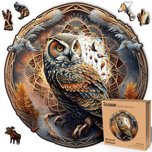 Holzpuzzle Erwachsene 350 Teile – Holzpuzzle für Erwachsene Eule – Hochwertiges Puzzle Holz, 38,1 x 37,6 cm – Magisches Geschenk für Puzzle Liebhaber von LEOGOR Holzpuzzle Erwachsene 350 Teile – Holzpuzzle für Erwachsene Eule – Hochwertiges Puzzle Holz, 38,1 x 37,6 cm – Magisches Geschenk für Puzzle Liebhaber von LEOGOR von LEOGOR
