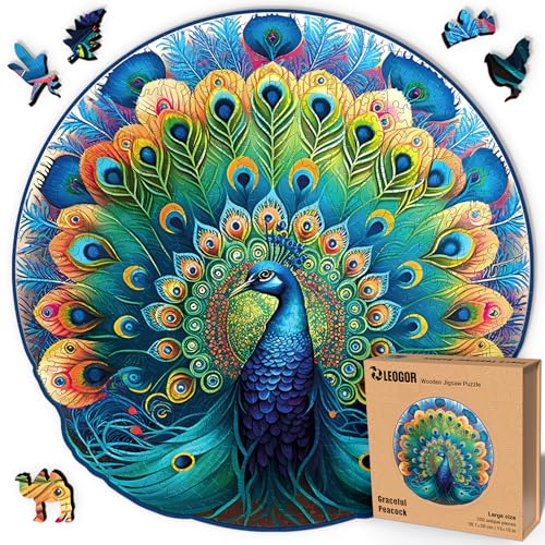 Holzpuzzle Erwachsene 350 Teile – Pfau Puzzle aus Holz, 38,1 x 38 cm – Magisches Spiel für Puzzle-Liebhaber von LEOGOR Holzpuzzle Erwachsene 350 Teile – Pfau Puzzle aus Holz, 38,1 x 38 cm – Magisches Spiel für Puzzle-Liebhaber von LEOGOR von LEOGOR