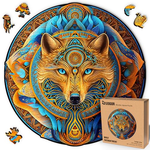 Holzpuzzle Erwachsene 350 Teile – Wolf Puzzle aus Holz, 38,1 x 37,6 cm – Magisches Spiel für Puzzle-Liebhaber von LEOGOR Holzpuzzle Erwachsene 350 Teile – Wolf Puzzle aus Holz, 38,1 x 37,6 cm – Magisches Spiel für Puzzle-Liebhaber von LEOGOR von LEOGOR