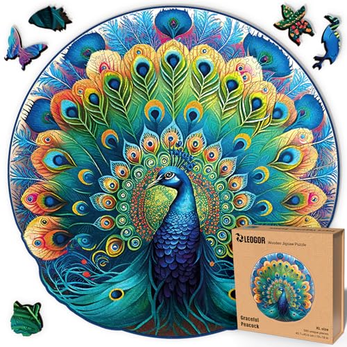 Holzpuzzle Erwachsene 500 Teile – Pfau Puzzle aus Holz, 45,7 x 45,6 cm – Magisches Spiel für Puzzle-Liebhaber von LEOGOR Holzpuzzle Erwachsene 500 Teile – Pfau Puzzle aus Holz, 45,7 x 45,6 cm – Magisches Spiel für Puzzle-Liebhaber von LEOGOR von LEOGOR