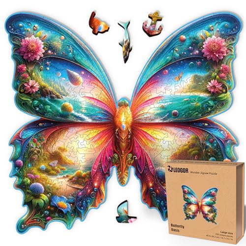 LEOGOR Butterfly Oasis – Holzpuzzle Erwachsene Schmetterling, 350 Teile – 40,9 × 38,3 cm – 5 mm Dickes Holz, handgeformte Teile, Tierförmiges Mosaikdesign – Magisches Holz Puzzle für Puzzle-Liebhaber LEOGOR Butterfly Oasis – Holzpuzzle Erwachsene Schmetterling, 350 Teile – 40,9 × 38,3 cm – 5 mm Dickes Holz, handgeformte Teile, Tierförmiges Mosaikdesign – Magisches Holz Puzzle für Puzzle-Liebhaber von LEOGOR