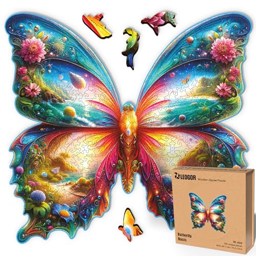 LEOGOR Butterfly Oasis – Holzpuzzle Erwachsene Schmetterling, 500 Teile – 48,8 × 45,7 cm – 5 mm Dickes Holz, handgeformte Teile, Tierförmiges Mosaikdesign – Magisches Holz Puzzle für Puzzle-Liebhaber LEOGOR Butterfly Oasis – Holzpuzzle Erwachsene Schmetterling, 500 Teile – 48,8 × 45,7 cm – 5 mm Dickes Holz, handgeformte Teile, Tierförmiges Mosaikdesign – Magisches Holz Puzzle für Puzzle-Liebhaber von LEOGOR